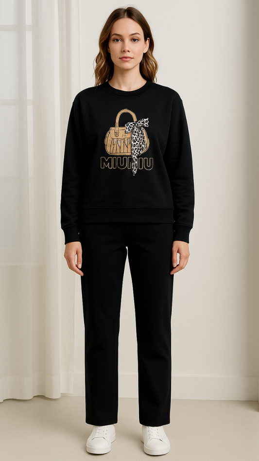 Purse With Scarf Printed Round Neck Coord Set FC1869