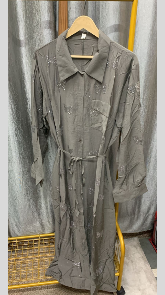 Rhinestone Butterfly Embedded A- Line Dress FC2259