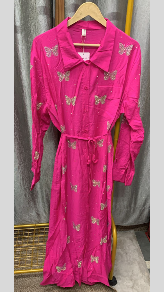 Rhinestone Butterfly Embedded A- Line Dress FC2259