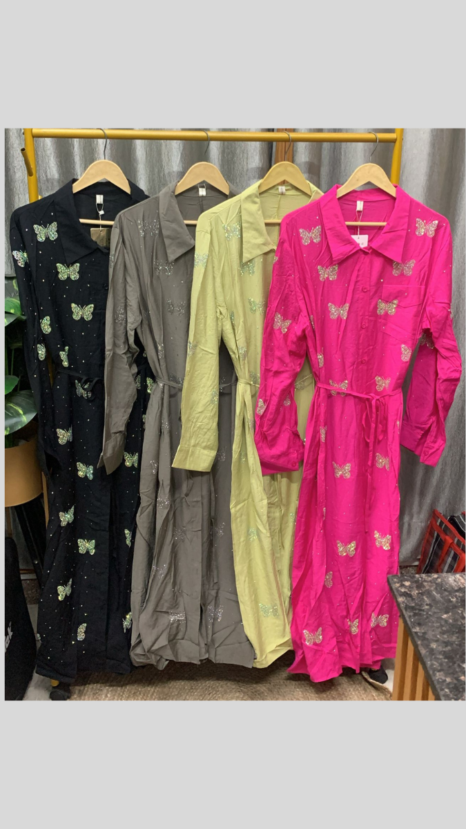 Rhinestone Butterfly Embedded A- Line Dress FC2259