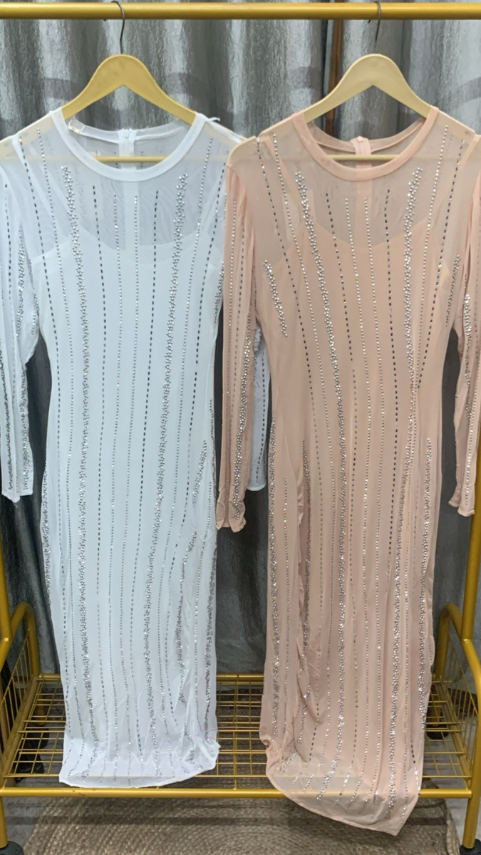 Rhinestone Designed Bodycon Dress FC2232