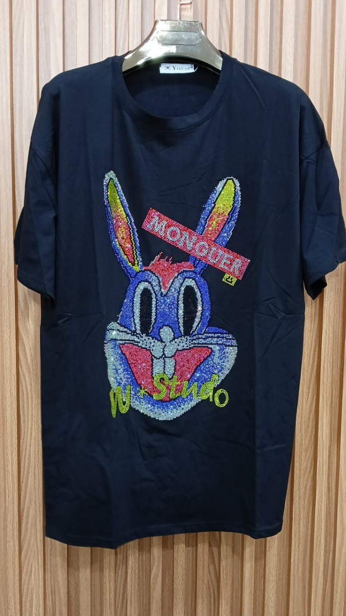 Rhinestone Designed Bunny T- Shirt FC2171