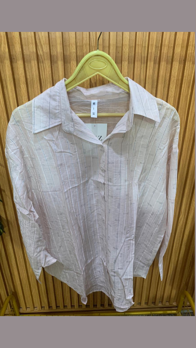 Rhinestone Designed Line Collared Shirt FC2210