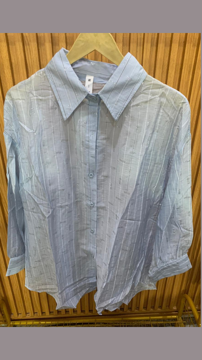 Rhinestone Designed Line Collared Shirt FC2210