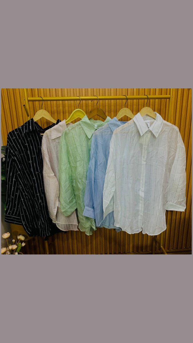 Rhinestone Designed Line Collared Shirt FC2210