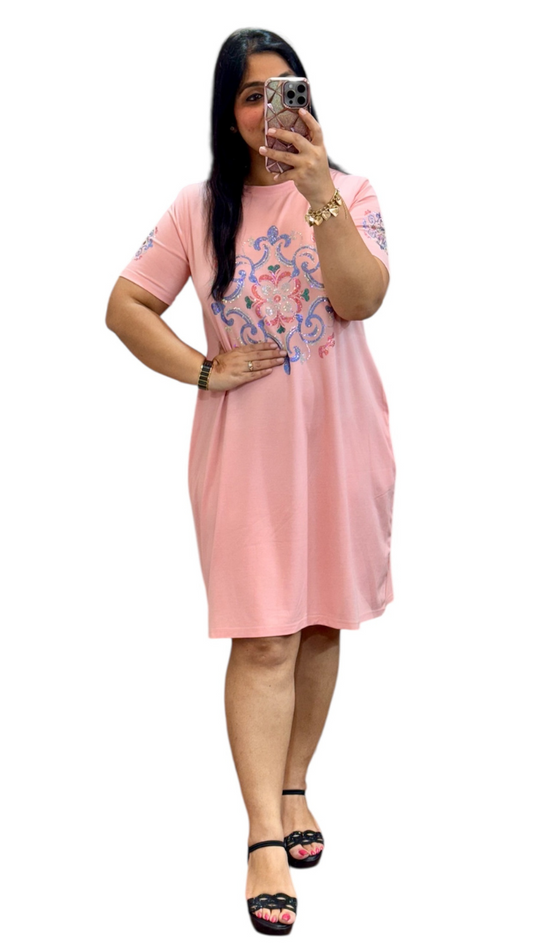 Rhinestone Designed Midi Dress FC1915