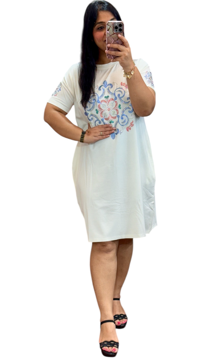 Rhinestone Designed Midi Dress FC1915