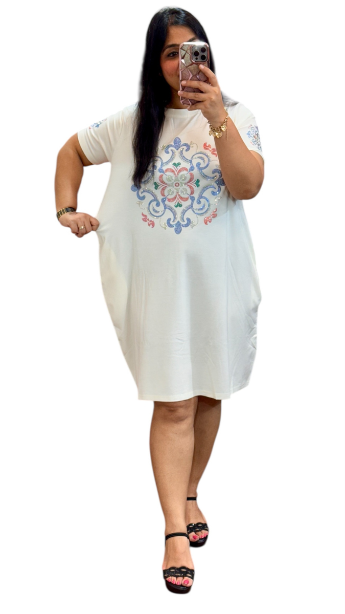 Rhinestone Designed Midi Dress FC1915