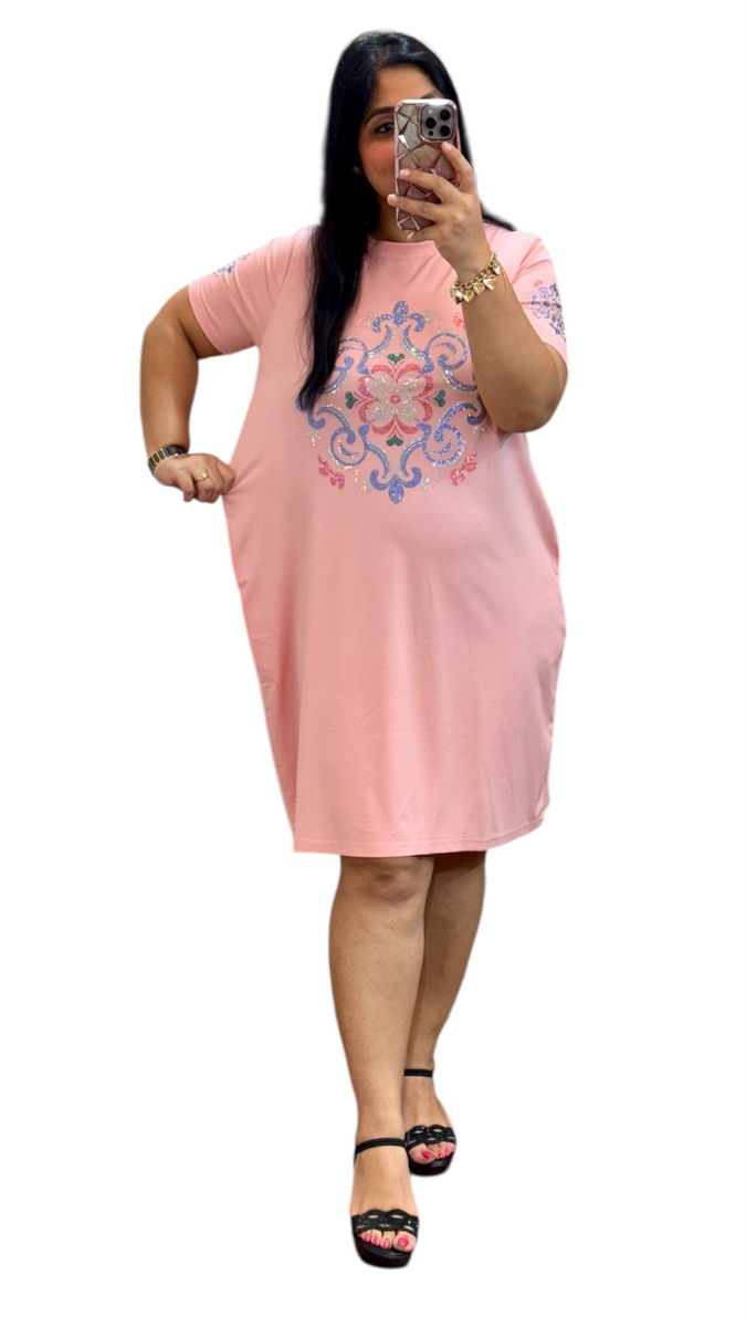 Rhinestone Designed Midi Dress FC1915