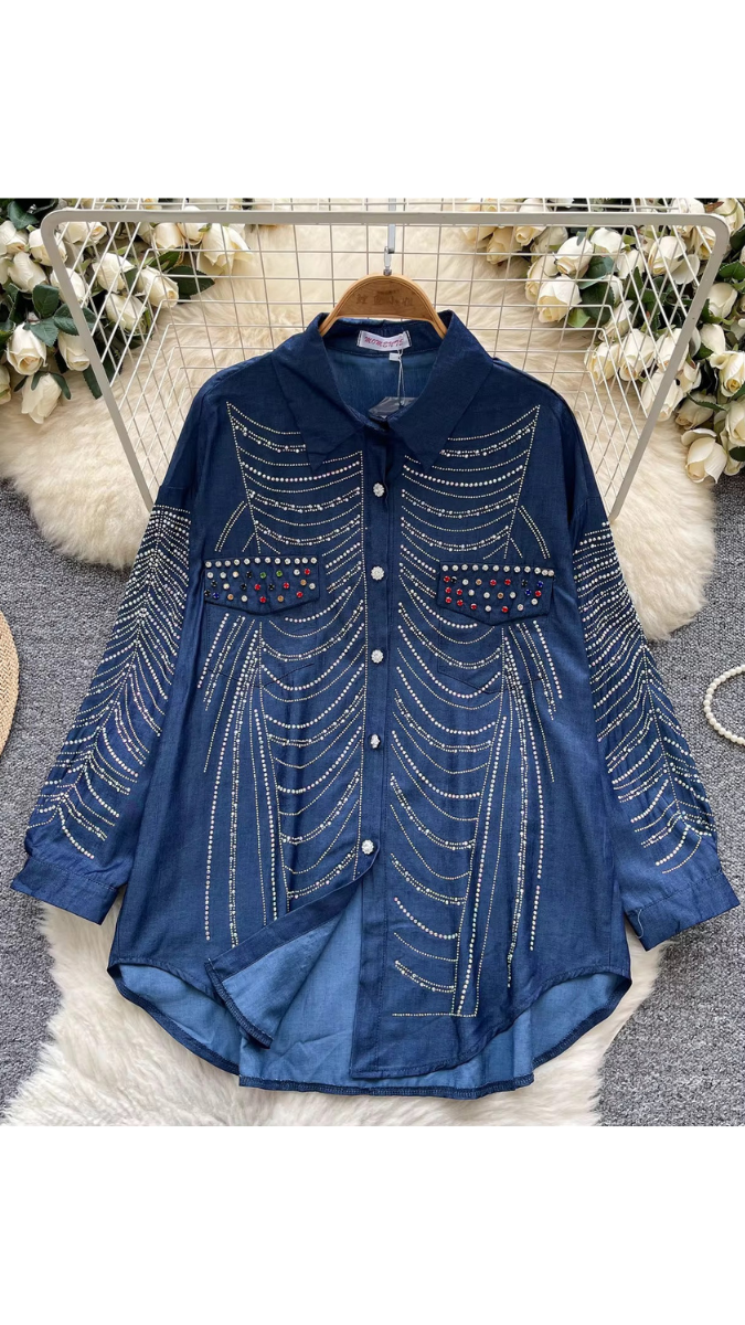 Rhinestone Designed Shirt FC1880