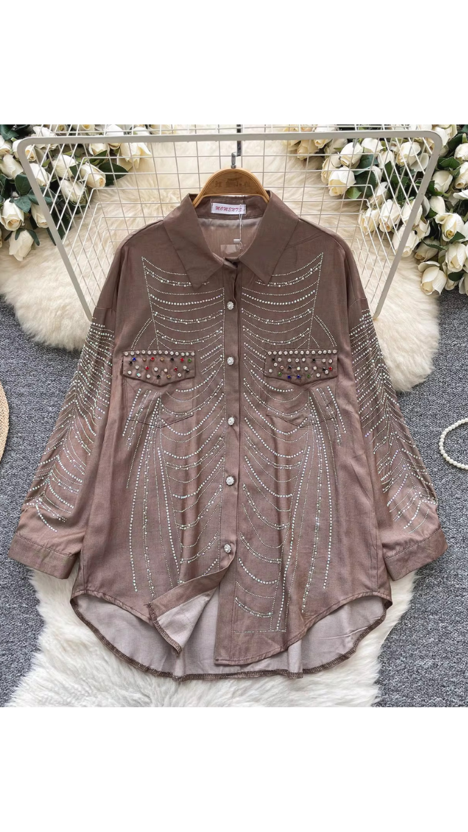 Rhinestone Designed Shirt FC1880