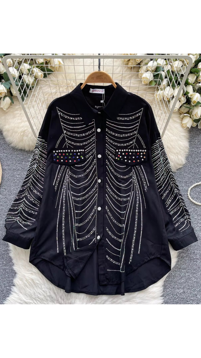Rhinestone Designed Shirt FC1880