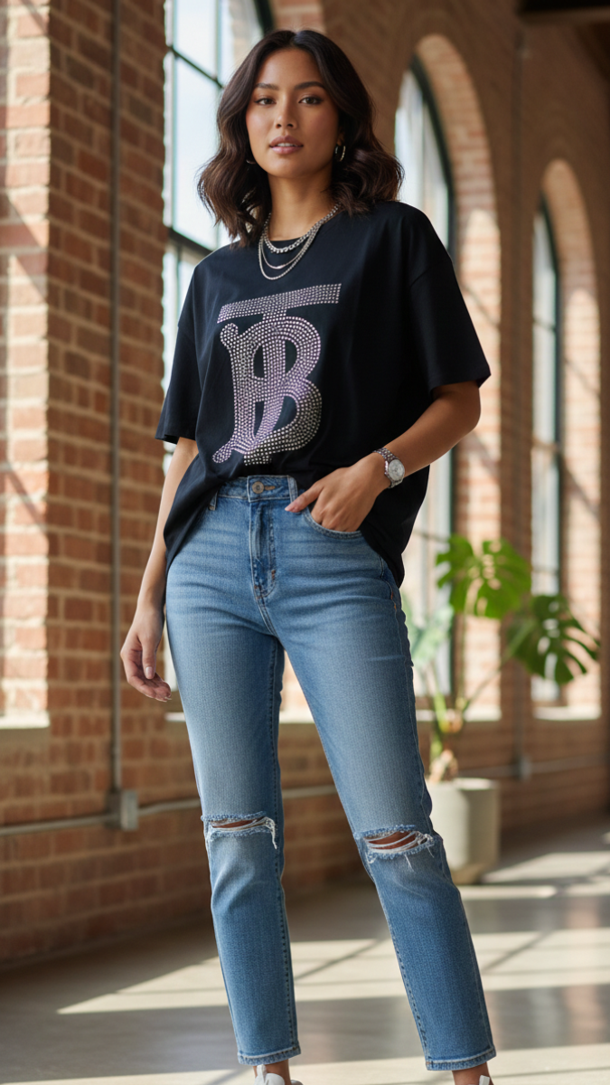 Rhinestone Embedded T-Shirt FC2172