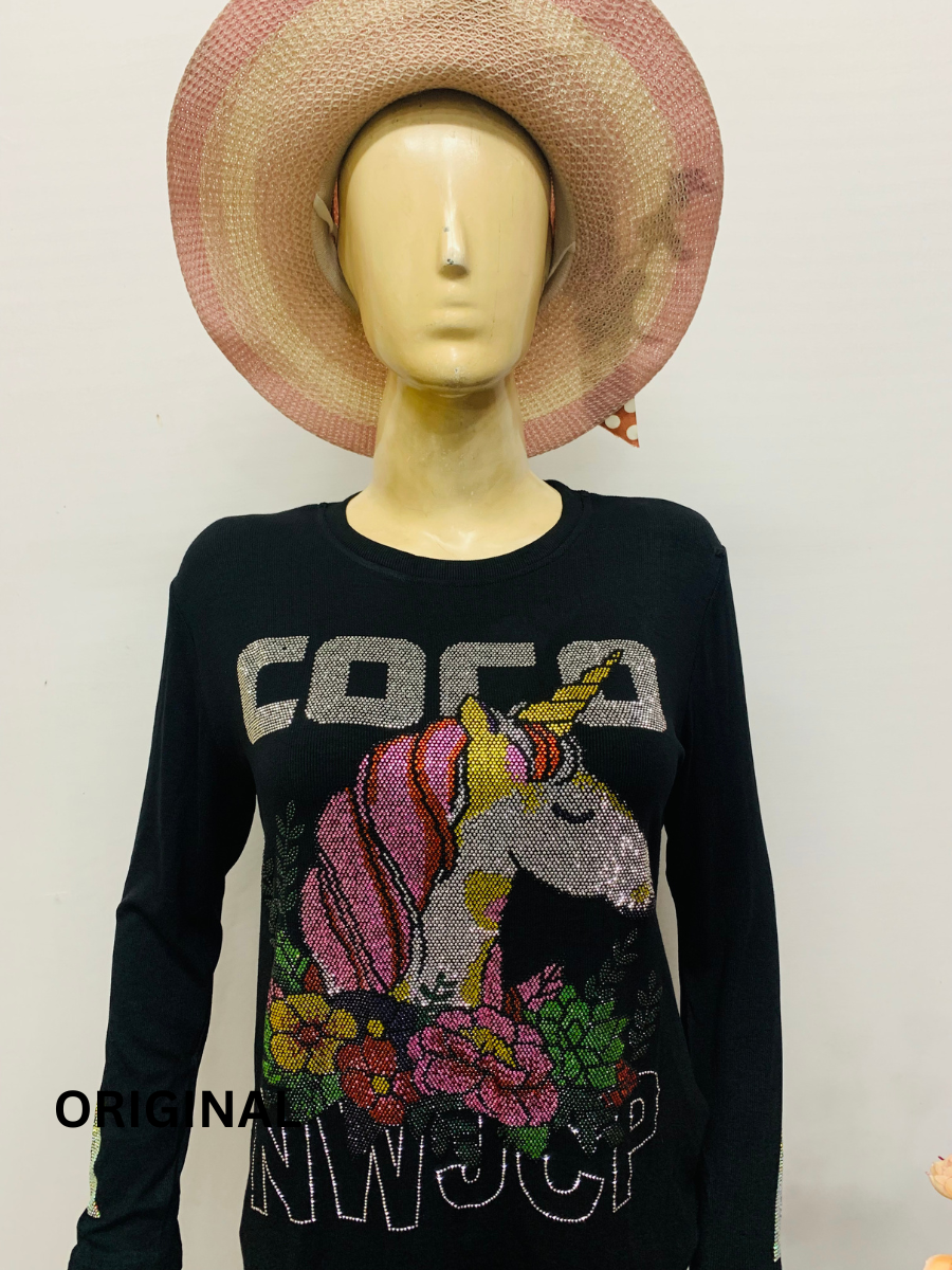 Rhinestone Embedded Unicorn Winter Top FC1430