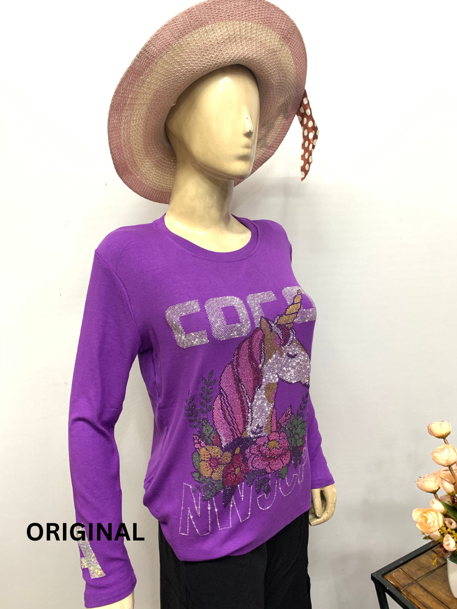 Rhinestone Embedded Unicorn Winter Top FC1430