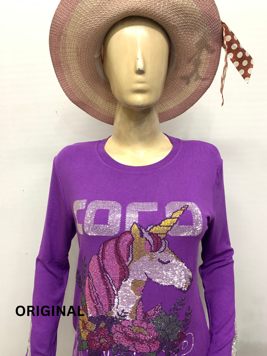 Rhinestone Embedded Unicorn Winter Top FC1430