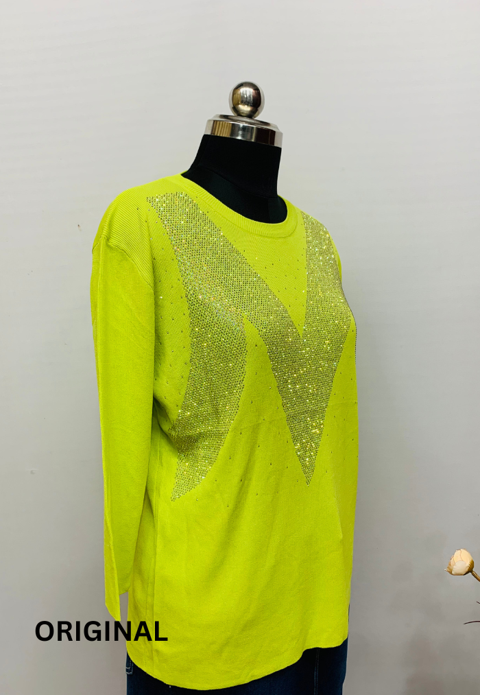 Rhinestone M Printed Top