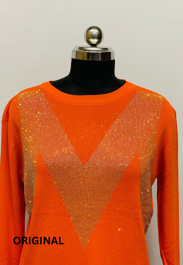 Rhinestone M Printed Top