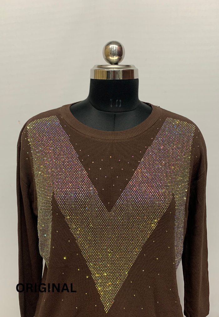 Rhinestone M Printed Top