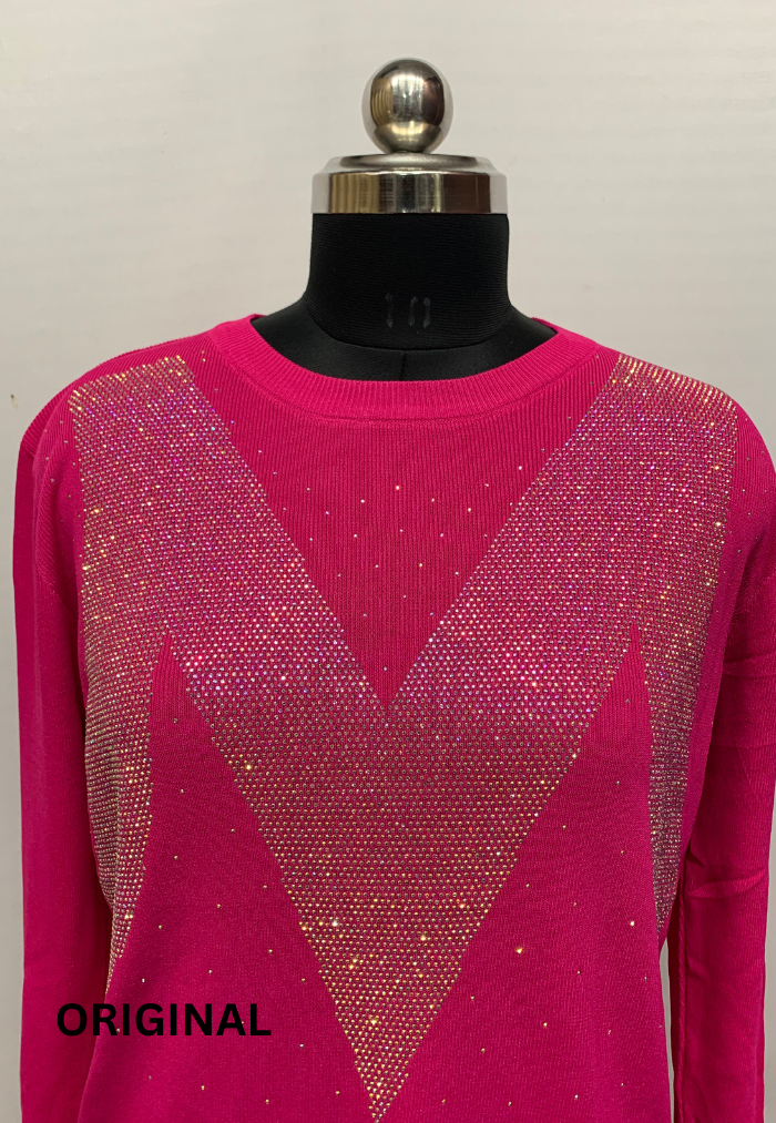 Rhinestone M Printed Top