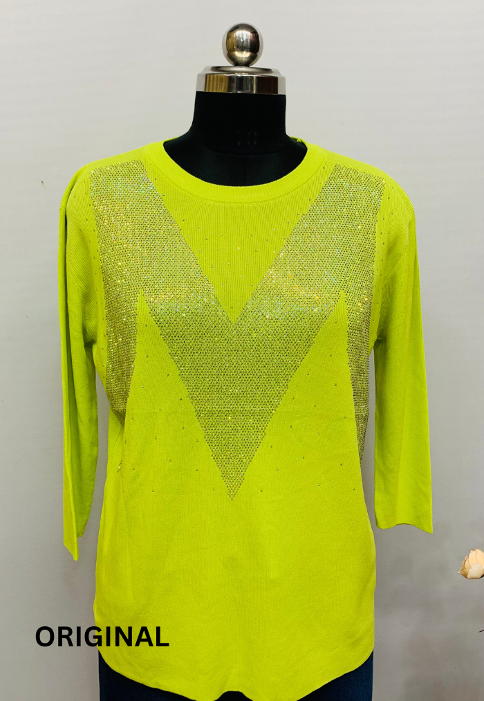 Rhinestone M Printed Top