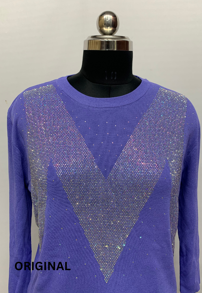 Rhinestone M Printed Top