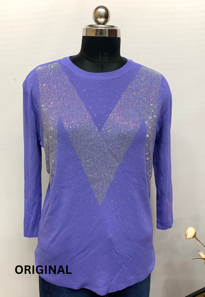 Rhinestone M Printed Top