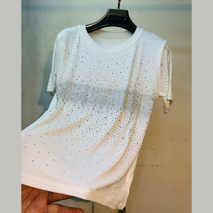  Rhinestones Embellished T-Shirt