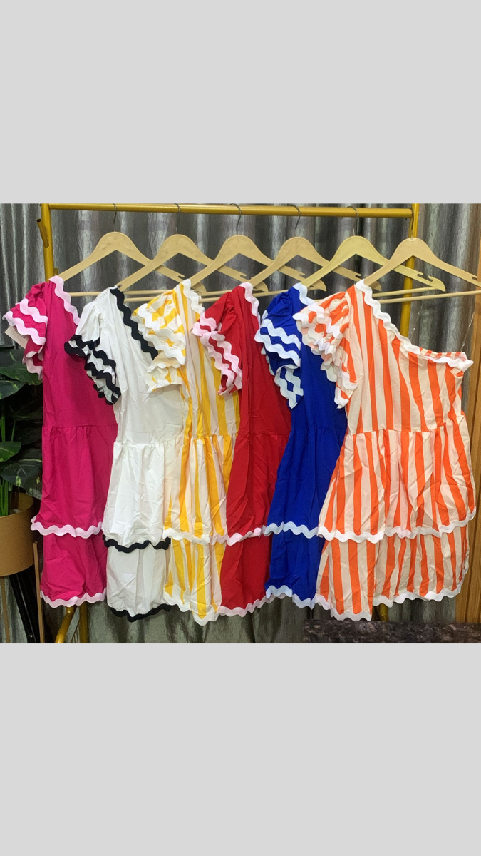 Ric Rac Ruffle One Shoulder Mini Dress FC2220