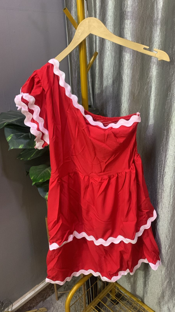 Ric Rac Ruffle One Shoulder Mini Dress FC2220