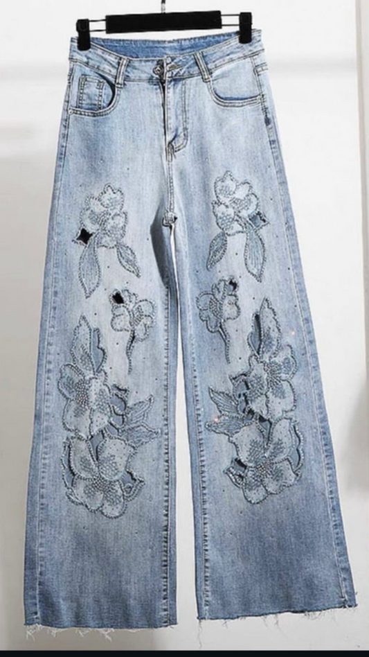 Rose Cutout Designed Jeans FC1941