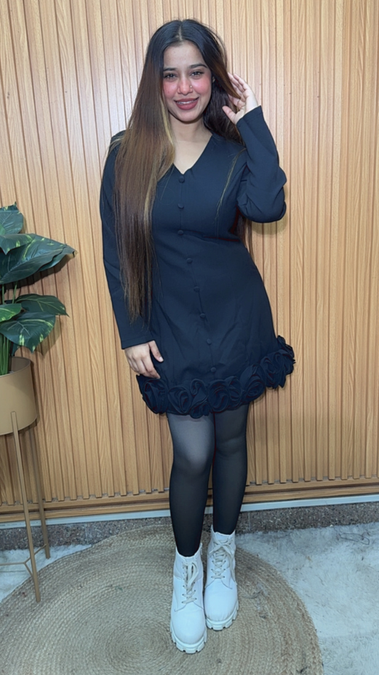 Rose Embedded V Neck Mini Dress FC2070