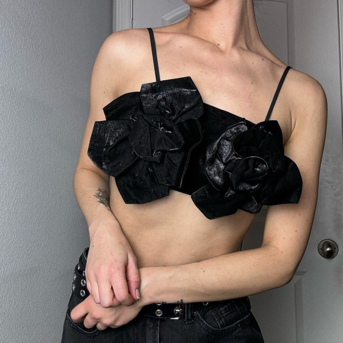 Strapless Two 3D Flower Top