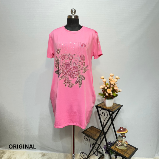 Rose Print T-shirt Dress