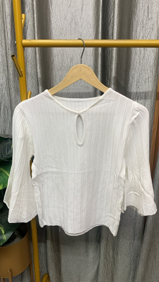 Round Neck Front Slit Crop Top FC2610