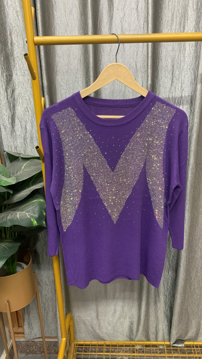 Round Neck Glittering M Written Top FC2510