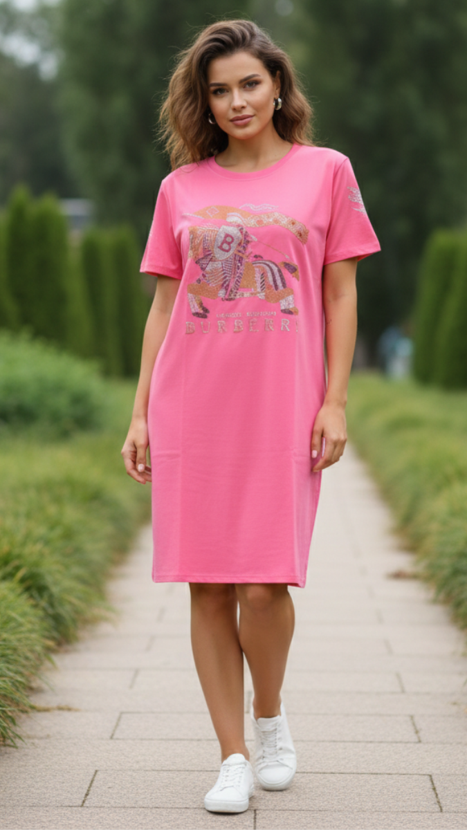 Round Neck Half Sleeve A- Line Dress FC2177