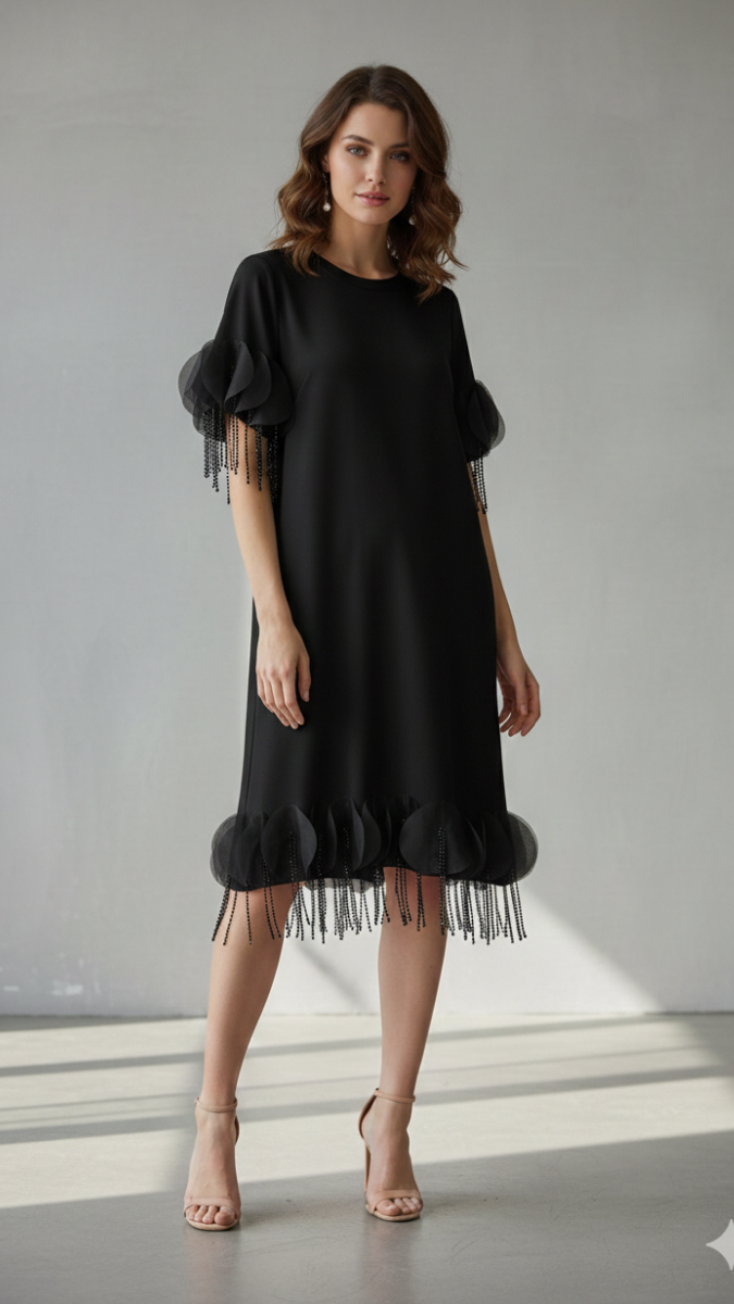 Round Neck Tassel Border Mini Dress FC2205