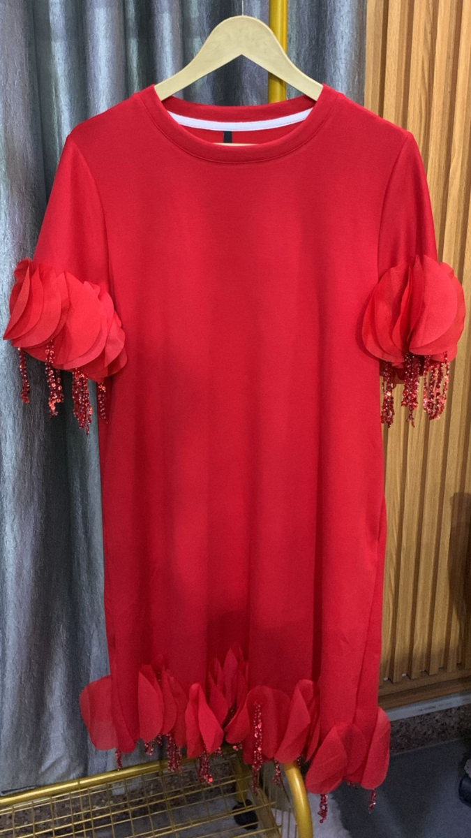 Round Neck Tassel Border Mini Dress FC2205