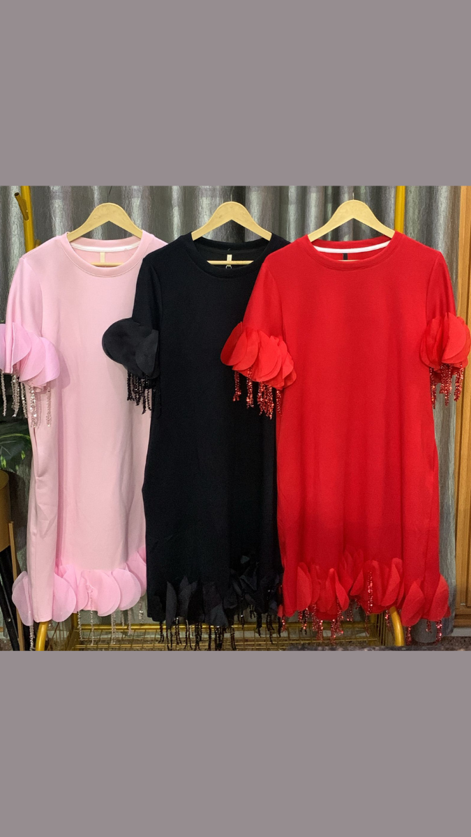 Round Neck Tassel Border Mini Dress FC2205