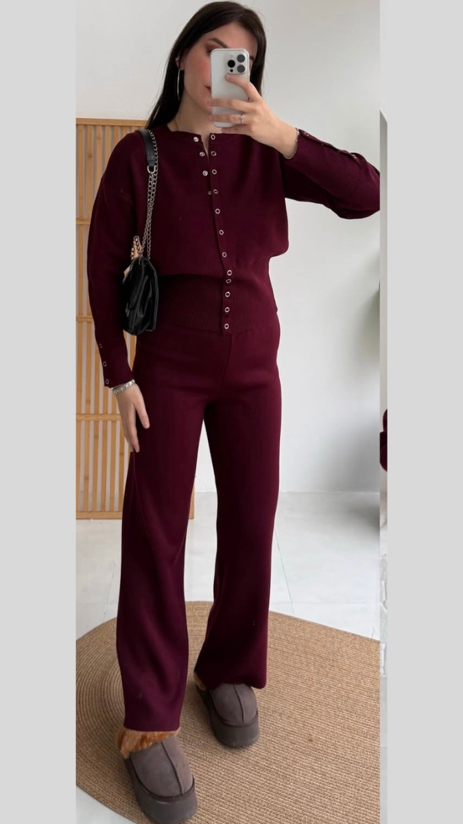 Round Neck Tich Button Coord Set FC2020