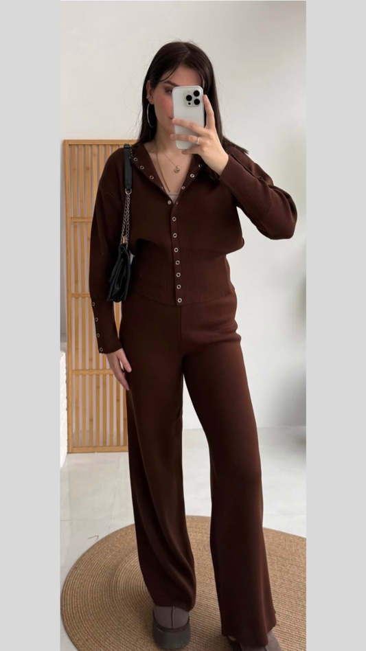 Round Neck Tich Button Coord Set FC2020