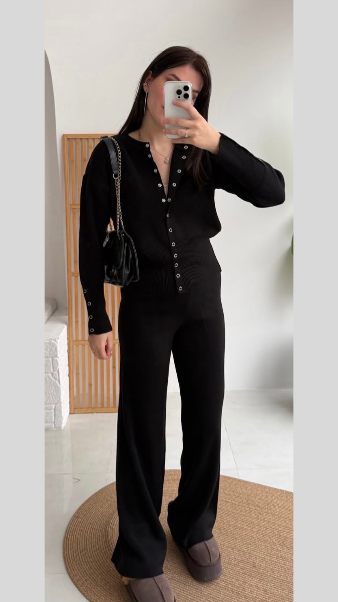 Round Neck Tich Button Coord Set FC2020