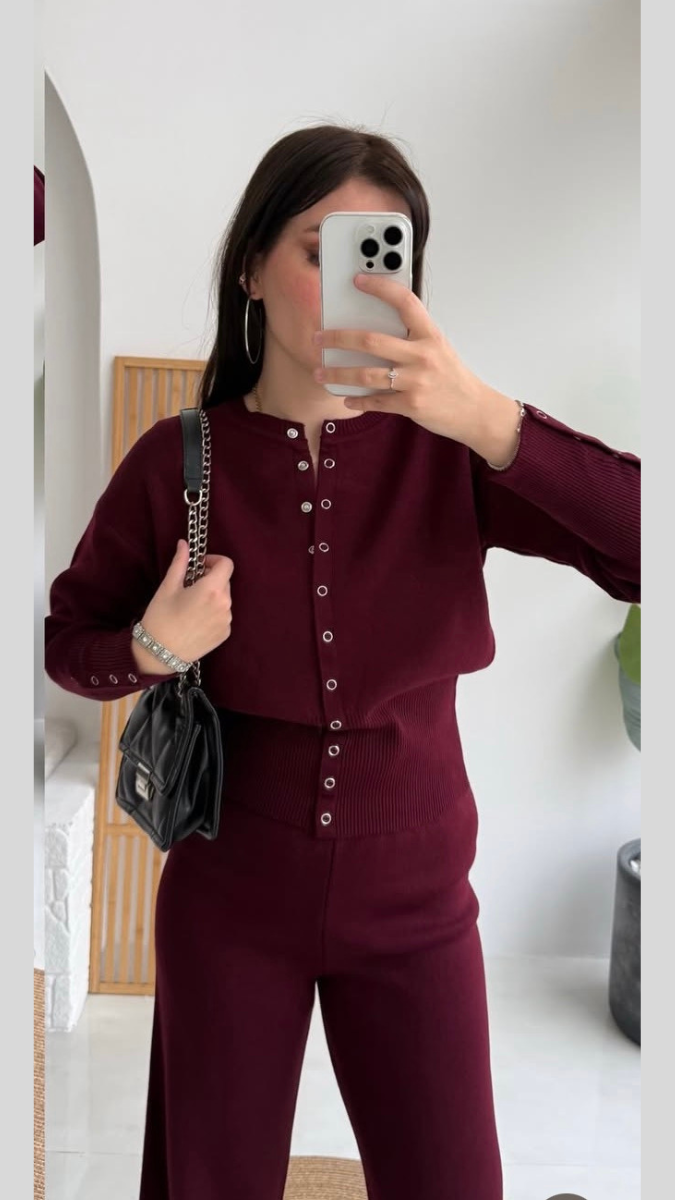 Round Neck Tich Button Coord Set FC2020