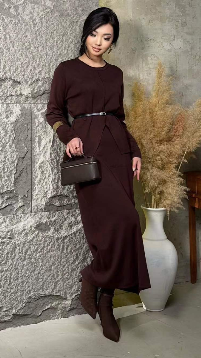 Round Neck Top With A- Line Skirt Set FC2008