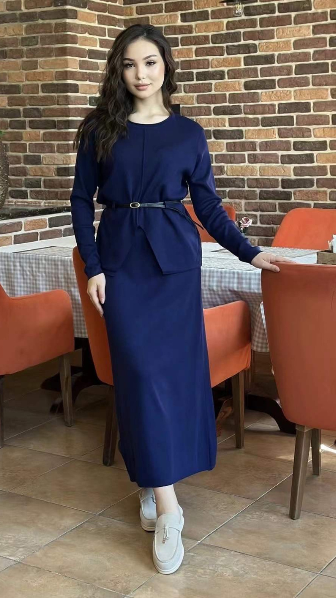 Round Neck Top With A- Line Skirt Set FC2008