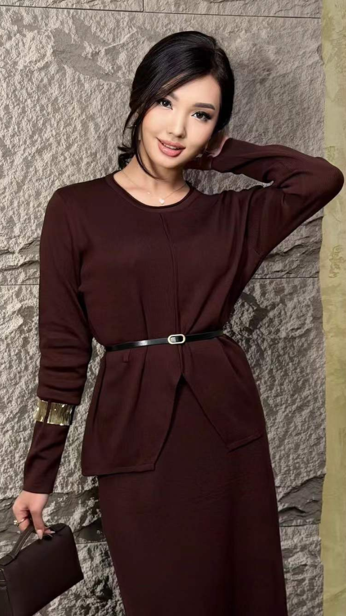 Round Neck Top With A- Line Skirt Set FC2008