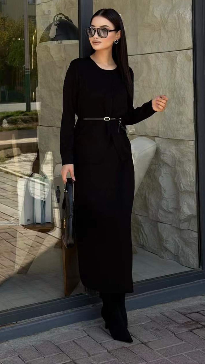 Round Neck Top With A- Line Skirt Set FC2008