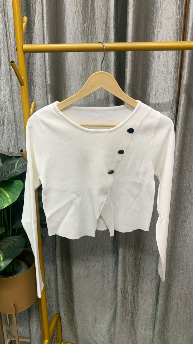 Round Neck Wrap Front Slit Crop Top FC2611