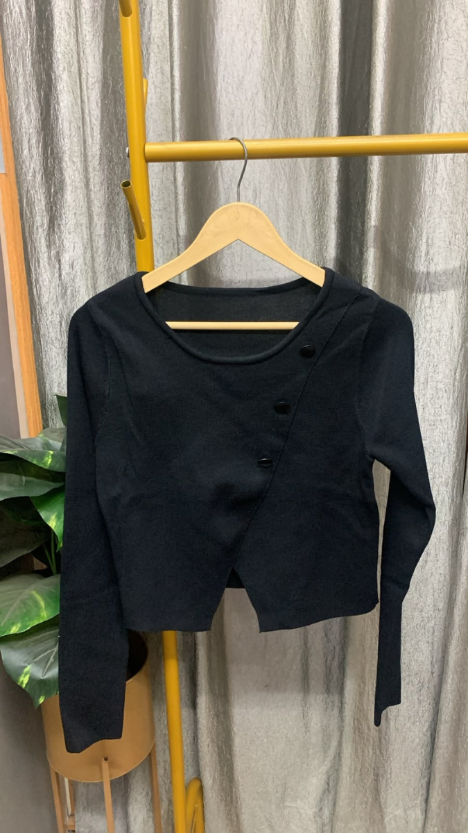 Round Neck Wrap Front Slit Crop Top FC2611